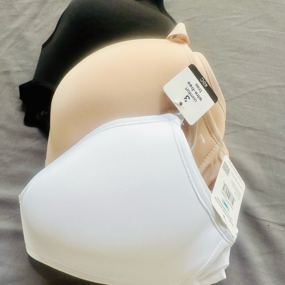 White, Nude, & Black Bra Set